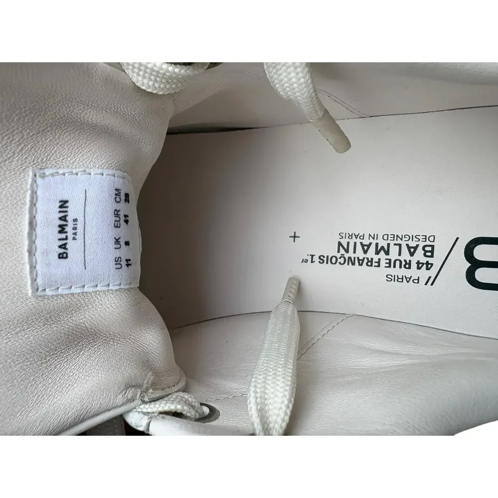 Balmain B-Court White Calfskin Leather Sneakers Women’s 11 NIB